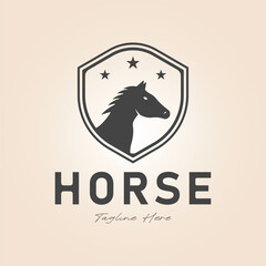 Silhouette horse for equestrian or farming logo vector illustration design