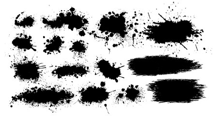 Fototapeta premium Black brush stroke set isolated on background. Paint brush stroke for ink paint, grunge design element, dirt banner, watercolor design, dirty texture. Trendy brush stroke. hand drawn. Not AI, Vector
