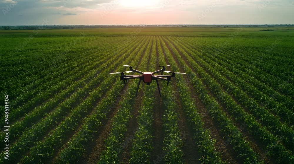 Poster 54. **a farmer using a drone to monitor crop health in a large field.