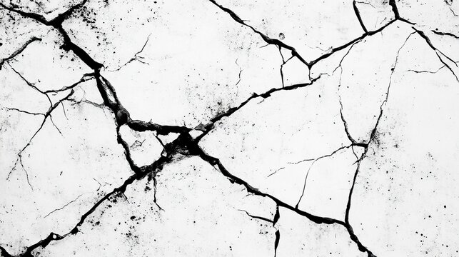 a black and white vintage of cracked concrete scribble effect, old wall background crack vector, grunge texture, Fractured texture ground generative ai