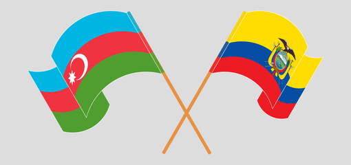 Crossed and waving flags of Azerbaijan and Republic of Ecuador