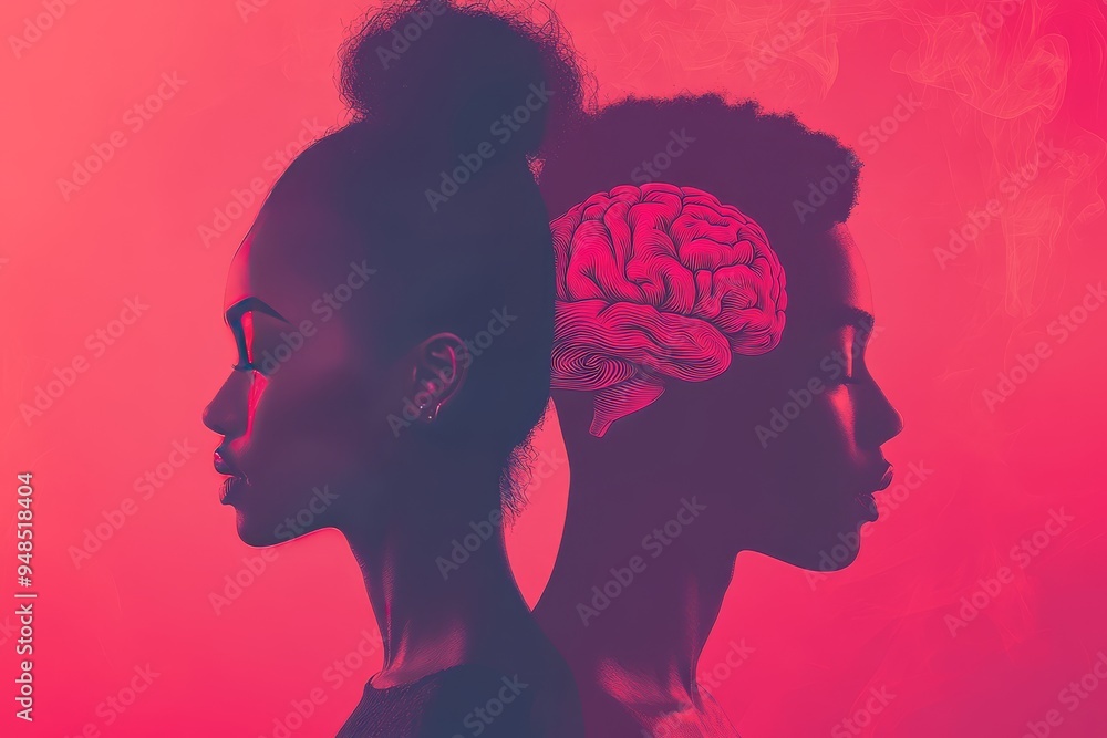 Poster monochrome portrait of a woman with glowing brain visuals symbolizing the depth and complexity of in