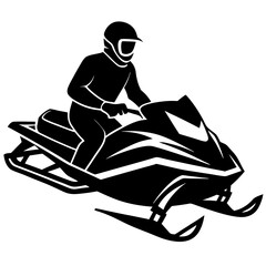 snowmobiling silhouette vector black on white