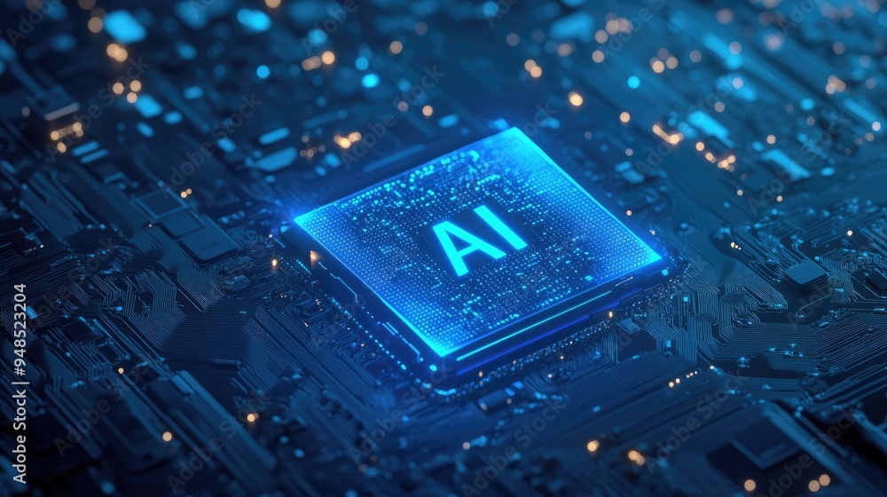 Poster chip with glowing 