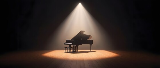 Grand Piano Spotlight on Stage  Music Performance