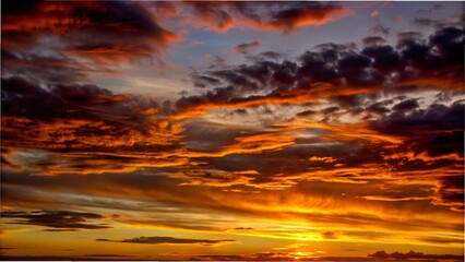 Obraz premium vibrant sunset sky with hues of orange and purple illuminating the clouds