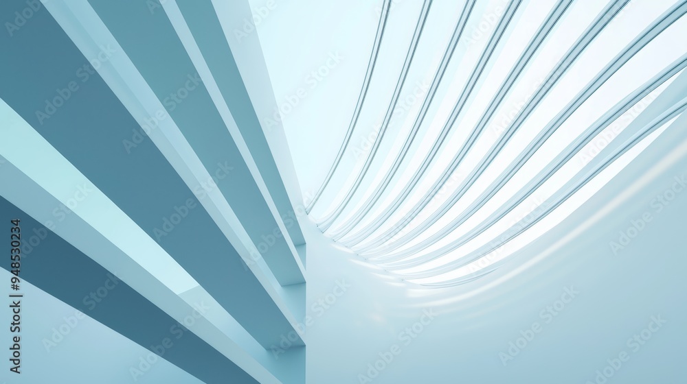 Poster a serene and modern abstract image featuring smooth lines and gentle curves in cool blue tones, idea