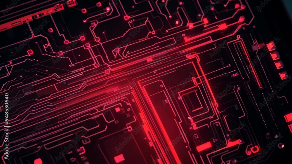 Aufkleber a close-up of a circuit board or an abstract depiction of electronic components, featuring vibrant r