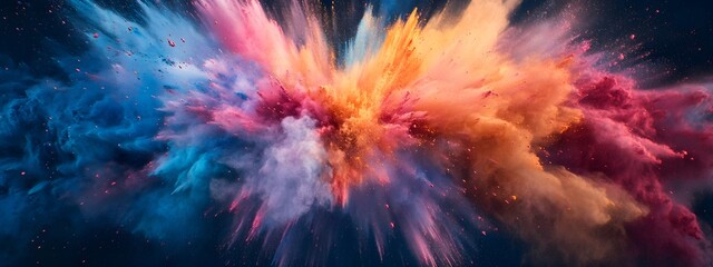 Abstract, colorful powder explosion background. Color splash in space, vibrant paint burst concept