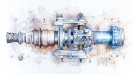 Detailed illustration of a complex mechanical component showcasing precision engineering and intricate design.