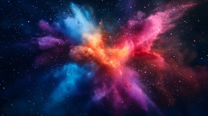 Abstract, colorful powder explosion background. Color splash in space, vibrant paint burst concept