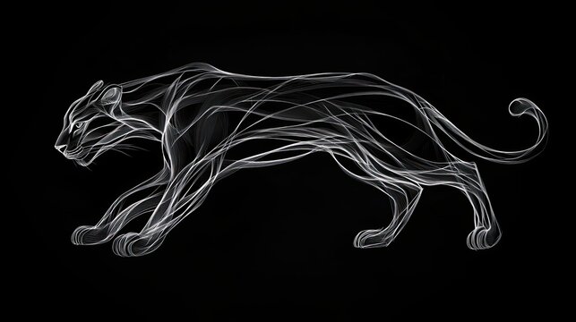 recommend clip art: Abstract Line Art Depiction of a Panther in Motion
