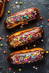 Obraz premium Chocolate Eclairs with Sprinkles.