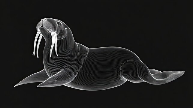 recommend clip art: A Line Art Illustration of a Walrus with Long Tusk