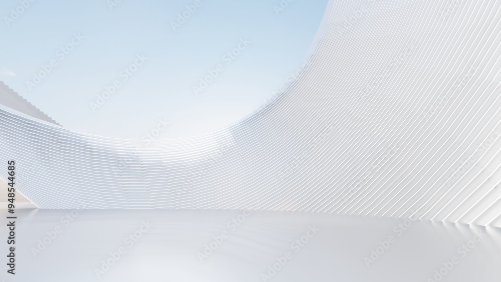 Poster abstract architecture background interior with curved design 3d render