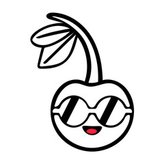 A smiling cherry wearing sunglasses