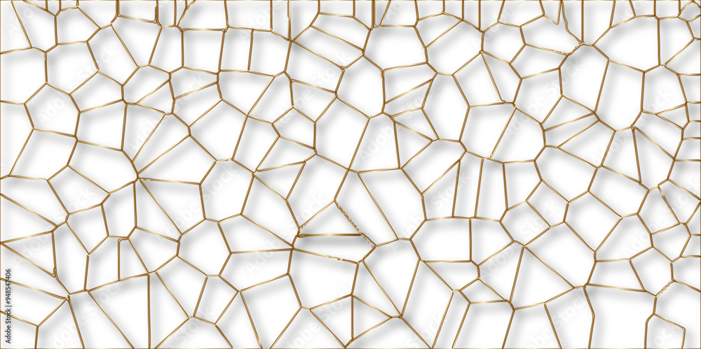 Poster abstract golden hexagon graphic ornament. arabian stylish seamless pattern on white background. crea