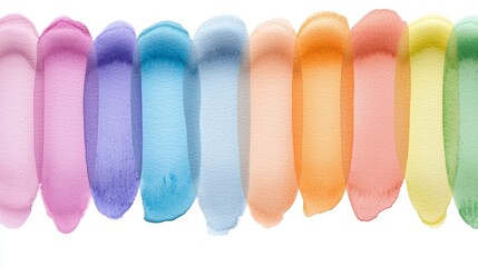 Obraz premium A vibrant array of colorful paint strokes showcasing a gradient of shades from soft pastel to vivid hues.