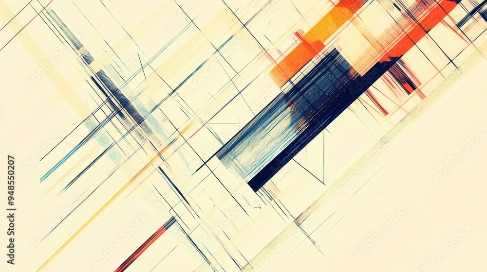 Fototapete intricate abstract lines forming geometric patterns on a clean background, creating a modern and art