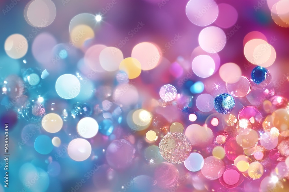 Poster a vibrant arrangement of colorful bokeh lights creating a magical atmosphere in soft hues during a f