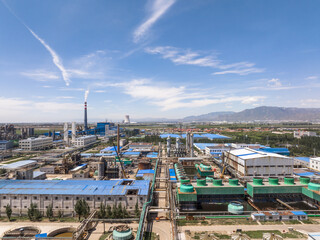 Obraz premium view of power station in blue sky