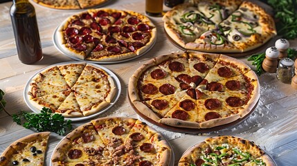 Assortment of Delicious Homemade Pizzas