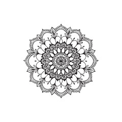 floral simple black vector mandala design and white background 