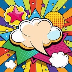 Colorful page comic cartoon background with blank speech bubble