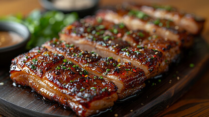 pork belly slices, crispy on the outside, tender on the inside