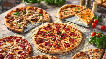 Delicious Pepperoni Pizza with Fresh Basil and Tomatoes