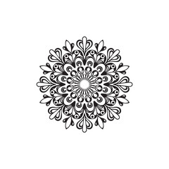 floral simple black vector mandala design and white background 