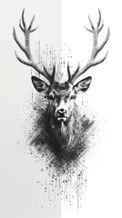 Abstract deer head logo in monochrome on white background © weerayut