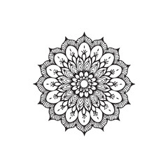 floral simple black vector mandala design and white background 