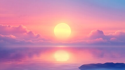 Fototapeta premium Pink Sunset Over Still Water