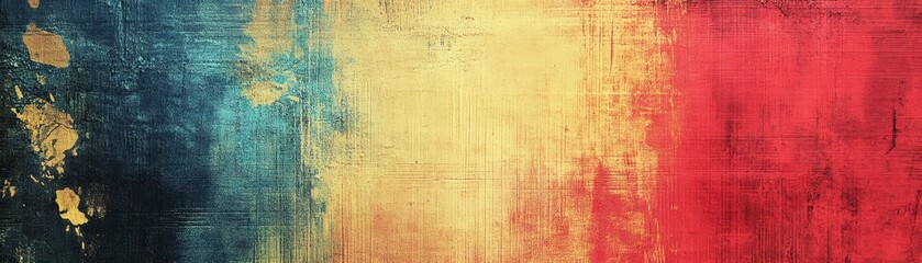 Artistic version of the Romanian flag with textured, abstract brush strokes in blue, yellow, and red hues.