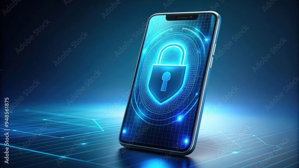 Aufkleber futuristic phone with cybersecurity features for privacy and protection, cybersecurity, privacy