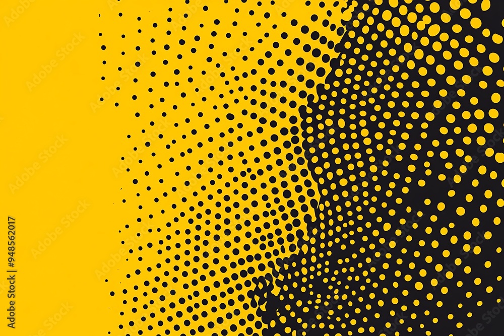 Aufkleber bold halftone yellow and black background resembling caution sign with dots pattern for design eleme