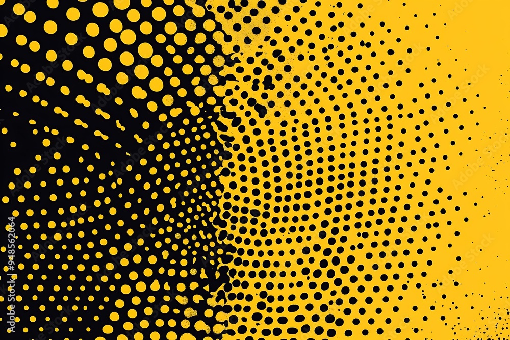 Poster cautionary halftone yellow and black background with dots for graphic design projects