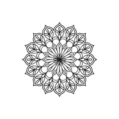 floral simple black vector mandala design and white background 