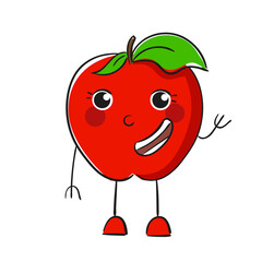 Happy Fruit Characters Red Apple