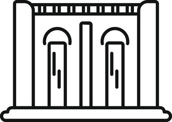 Simple outline icon of a hydroelectric power station generating renewable energy