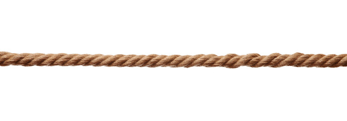 One brown braided rope isolated on white