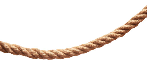 One brown braided rope isolated on white