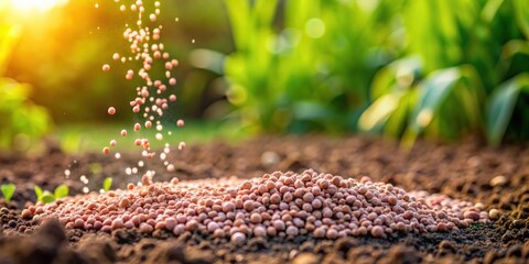 Fertilizing the soil with granules for the benefit of plants, fertilizer, soil, granules, gardening, agriculture