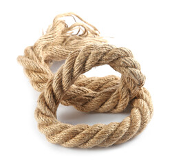 Hemp rope isolated on white. Organic material