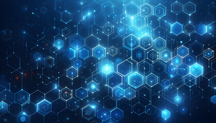 Blue neon hexagonal abstract background