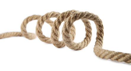 Hemp rope isolated on white. Organic material