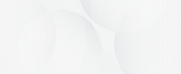 White geometric abstract background overlap layer on bright space with lines effect decoration. Modern graphic design element circles style concept for banner.