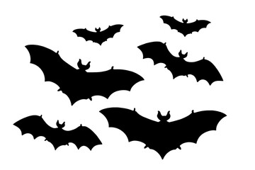 Black bats isolated on white background. Halloween concept.