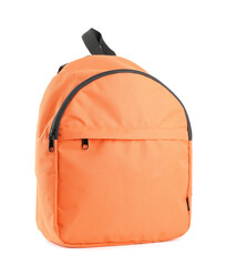 One stylish orange backpack isolated on white